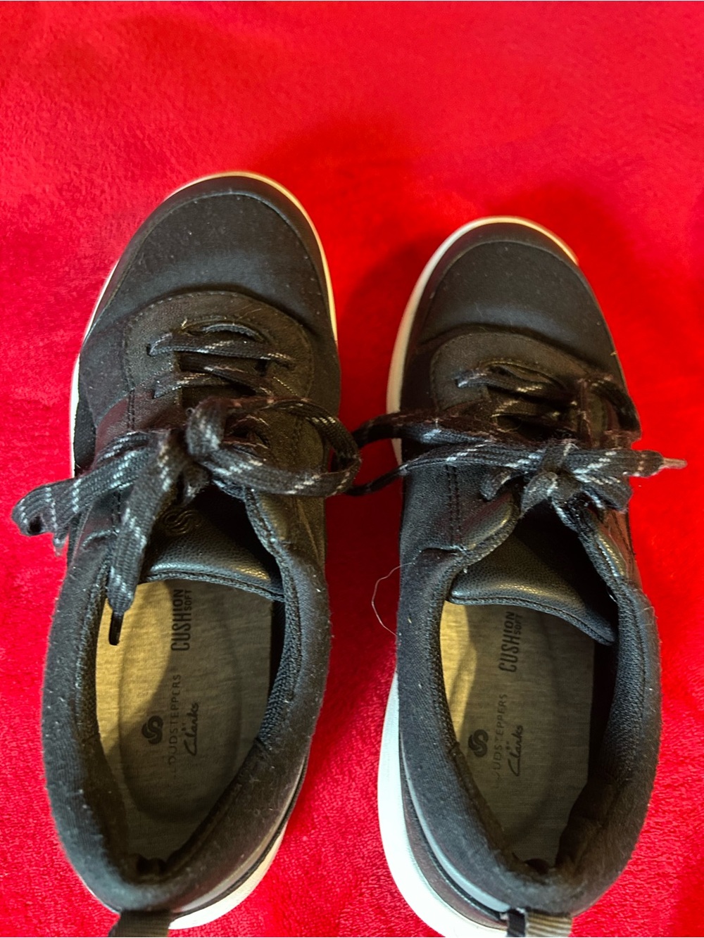Clarks Women's Black and White Lace-Up Sneakers